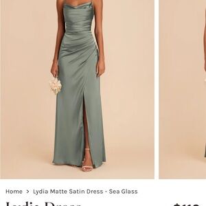 Birdy Grey Matte Satin Dress - Sea Glass